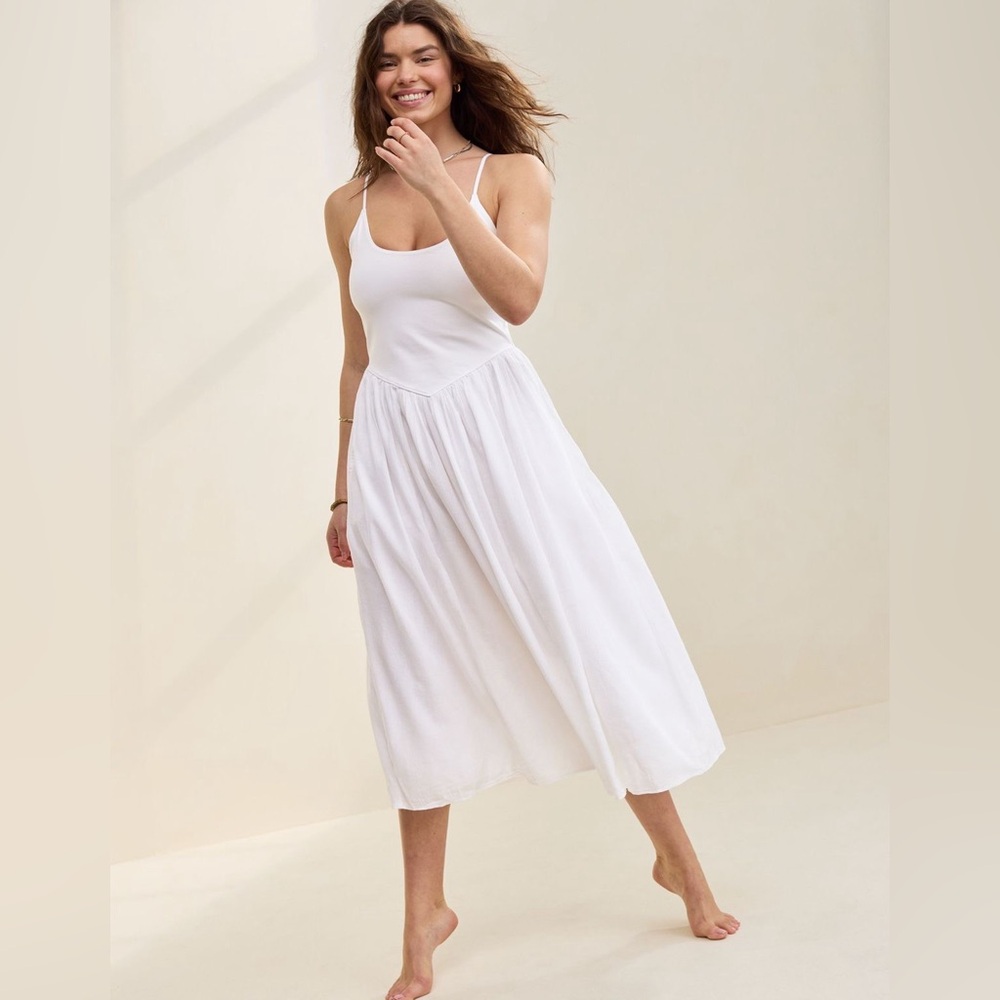 Aerie At the Barre White Midi Dress